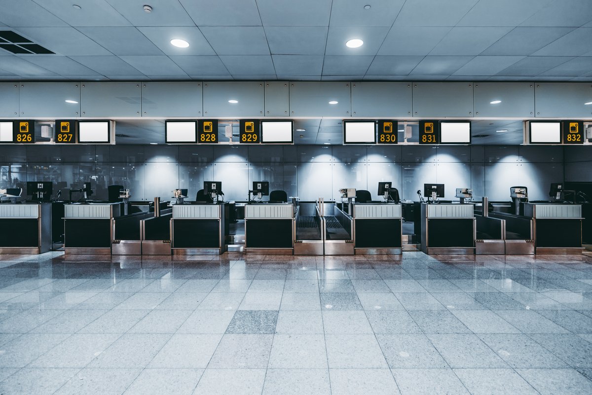 Check-in area of a modern airport