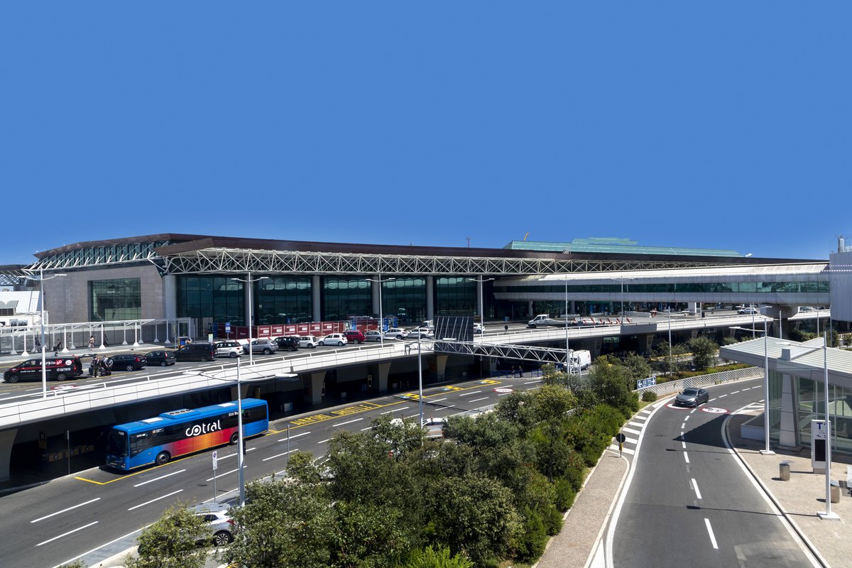 view to roman airport Fiumicino in Rome. It is the largest airport in Italy.