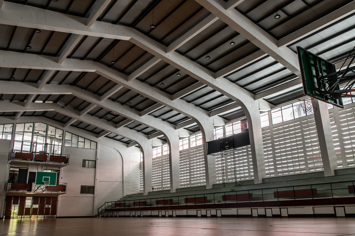 Empty basketball gym. Interior of a basketball hall.